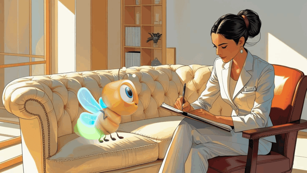 lumi the firefly at the therapist