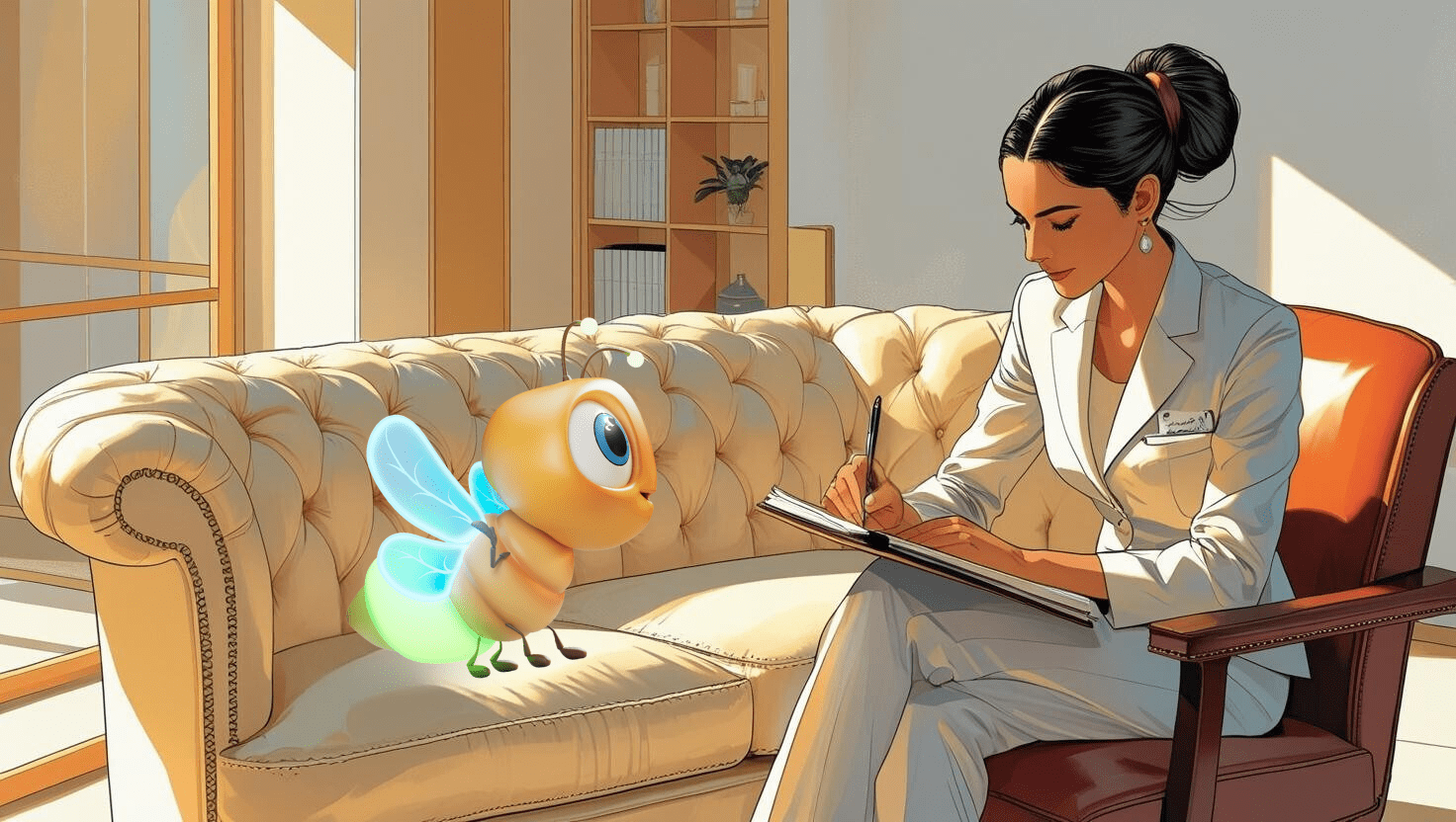 lumi the firefly at the therapist