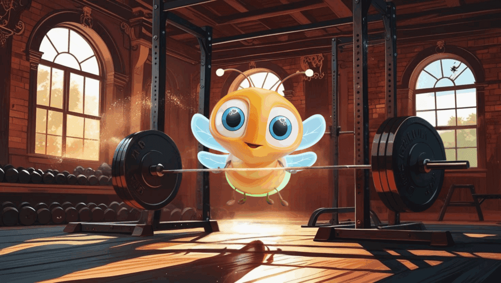 Lumi the firefly in a gym training